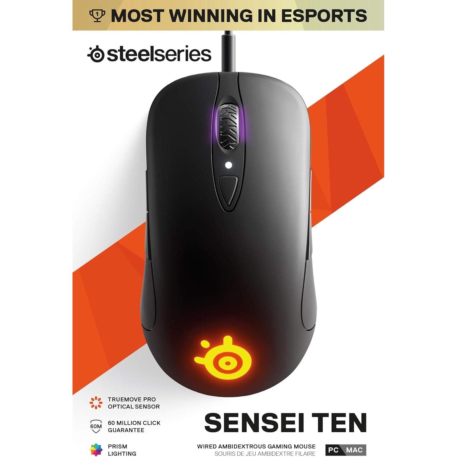Buy SteelSeries,SteelSeries Sensei Ten - Gaming Mouse - 18, 000 CPI Truemove Pro Optical Sensor - Ambidextrous design - 8 Programmable Buttons - RGB Lighting - Black - Gadcet UK | UK | London | Scotland | Wales| Near Me | Cheap | Pay In 3 | Keyboard & Mouse