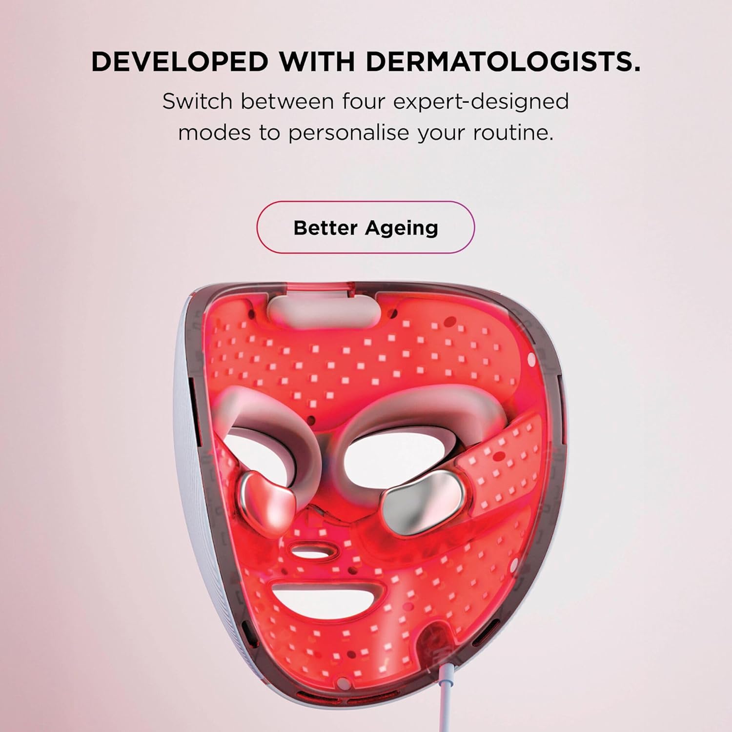 Shark CryoGlow LED Face Mask FW312UKPK – Under-Eye Cooling, Red & Blue LED, Infrared Light Therapy, Rose Glow
