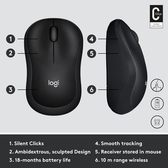 Logitech M220 SILENT Wireless Mouse – Black