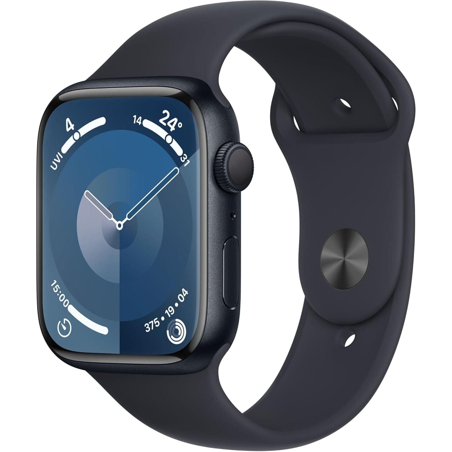 Apple Watch Series 9 GPS, 45mm Smartwatch - Midnight Aluminium Case with Midnight Sport Band (S/M) - 1