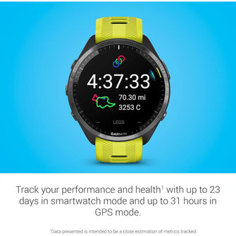 Garmin Forerunner 965 – Carbon Grey Titanium Bezel, Black Case, Amp Yellow/Black Silicone Band