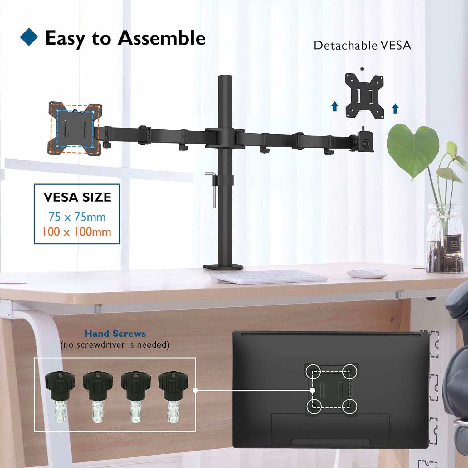 Buy Bontec,BONTEC Dual Monitor Arm Desk Mount – Adjustable Full Motion Stand for 13–27″ Screens (Black) - Gadcet UK | UK | London | Scotland | Wales| Near Me | Cheap | Pay In 3 | Computer Monitor Accessories
