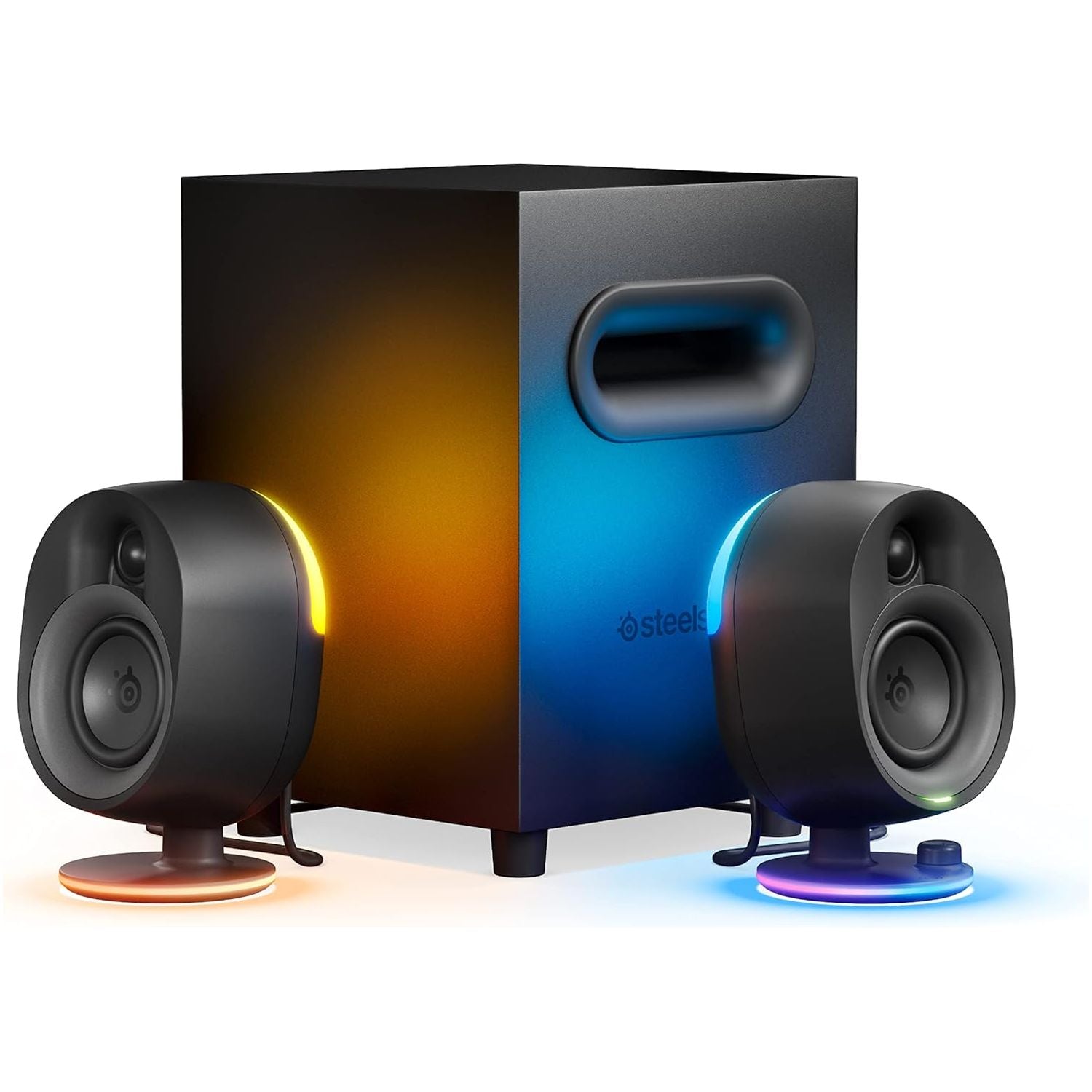 Buy SteelSeries,SteelSeries Arena 7 2.1 Gaming Speakers – Illuminated, 2-Way Design, Powerful Bass & Subwoofer, USB, Aux, Optical, Bluetooth, Wired – Compatible with PC, PlayStation, Mobile, Mac – UK Plug - Gadcet UK | UK | London | Scotland | Wales| Near Me | Cheap | Pay In 3 | Bluetooth Speaker