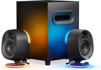 Buy SteelSeries,SteelSeries Arena 7 2.1 Gaming Speakers – Illuminated, 2-Way Design, Powerful Bass & Subwoofer, USB, Aux, Optical, Bluetooth, Wired – Compatible with PC, PlayStation, Mobile, Mac – UK Plug - Gadcet UK | UK | London | Scotland | Wales| Near Me | Cheap | Pay In 3 | Bluetooth Speaker