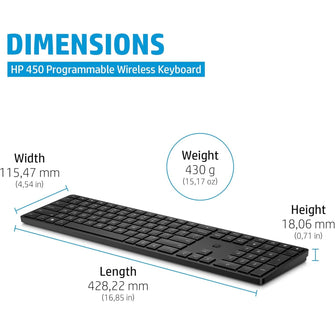 HP 450 Programmable Wireless Keyboard with 20+ Programmable Keys, Adjustable Incline, 20+ month Battery Life, made from 60% Recycled Materials