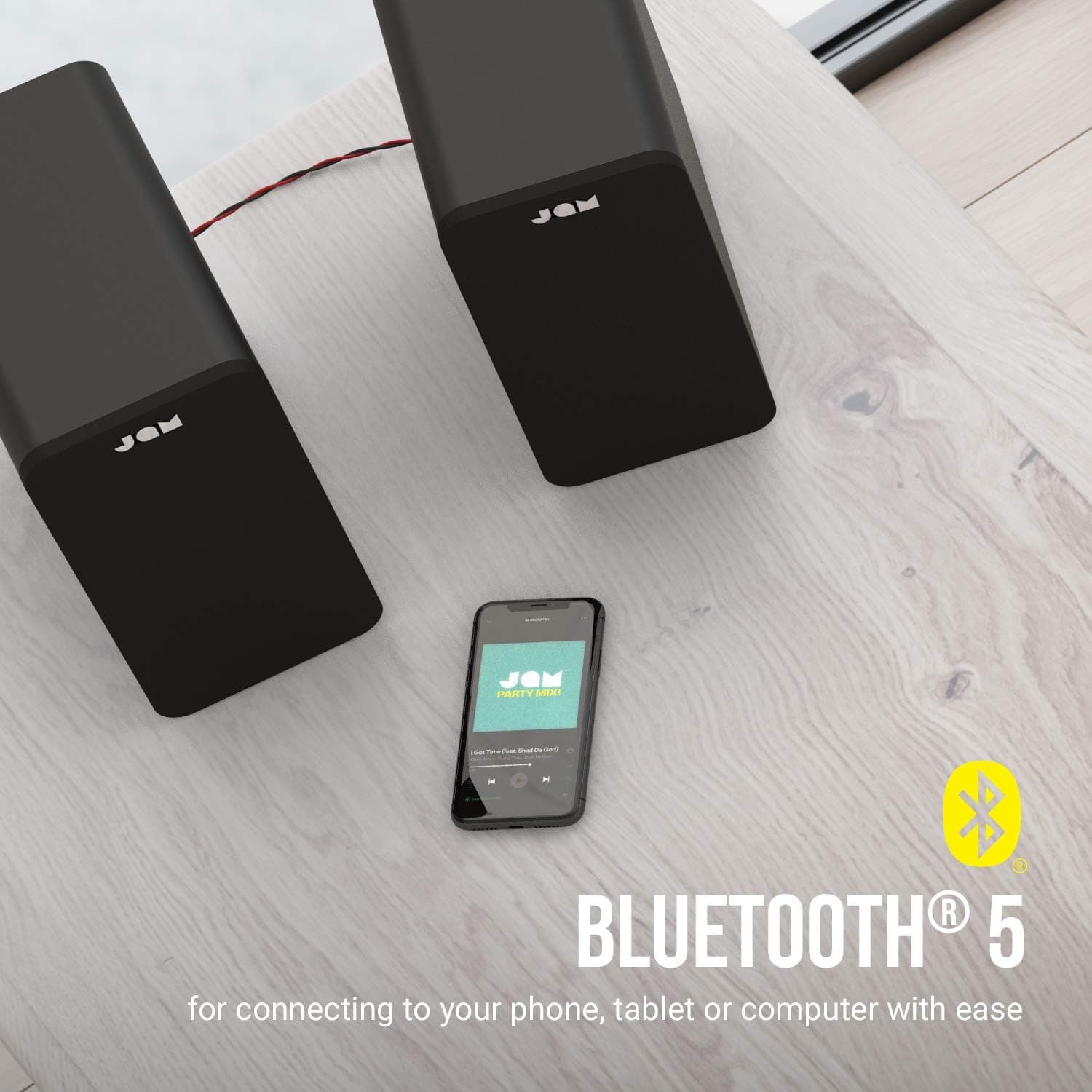 Buy Jam Audio,JAM Bluetooth Bookshelf Speakers - Compact, Mains Powered Dual Speaker System, Aux-in Function, wireless Turntable speakers, 4" Driver, High Definition Amplifiers, Richer Bass, Finer Acoustics - Black - Gadcet UK | UK | London | Scotland | Wales| Near Me | Cheap | Pay In 3 | Speakers