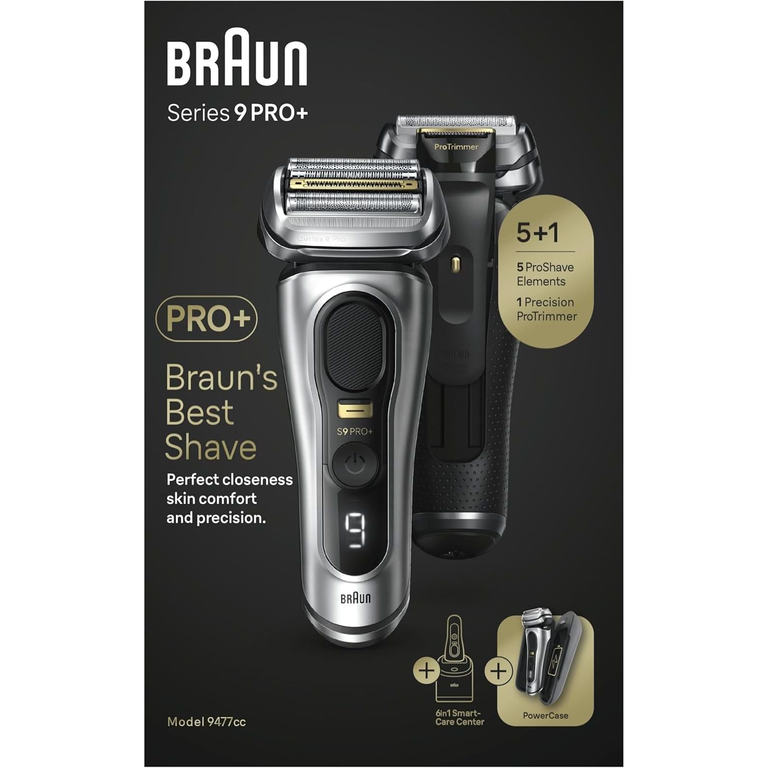 Buy Braun,Braun Series 9 PRO+ Electric Shaver for Men, 5 Shave Elements, Precision Trimmer, SmartCare Center, PowerCase, Wet & Dry, 9477cc, Silver - Gadcet UK | UK | London | Scotland | Wales| Near Me | Cheap | Pay In 3 | Electric Razors