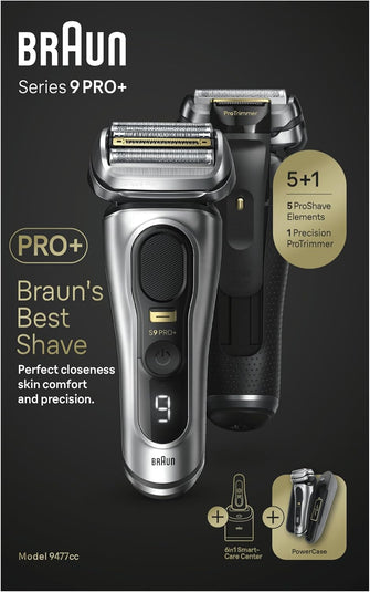 Buy Braun,Braun Series 9 PRO+ Electric Shaver for Men, 5 Shave Elements, Precision Trimmer, SmartCare Center, PowerCase, Wet & Dry, 9477cc, Silver - Gadcet UK | UK | London | Scotland | Wales| Near Me | Cheap | Pay In 3 | Electric Razors