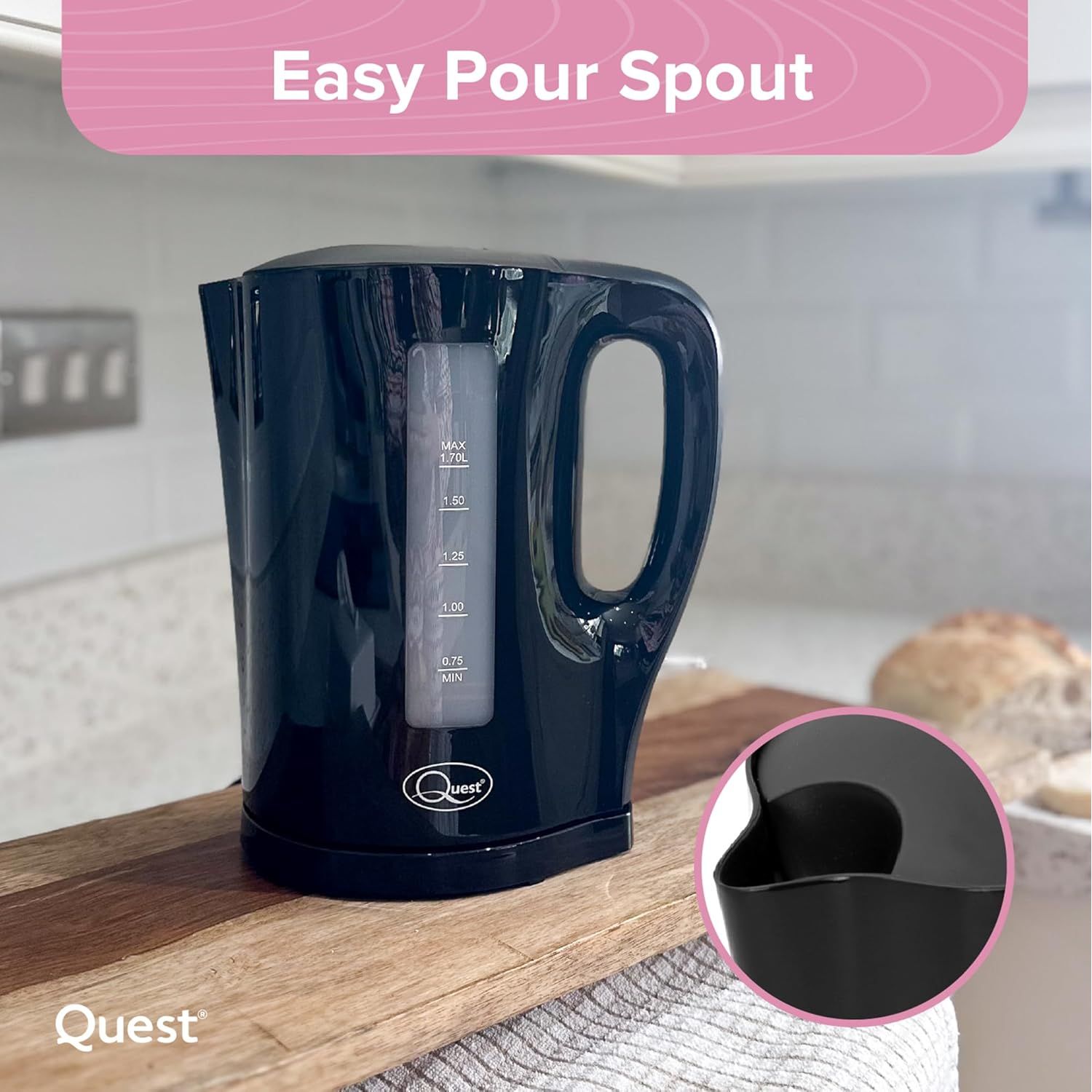 Buy Quest,Quest 1.7 Litre Electric Kettle – Black - Gadcet UK | UK | London | Scotland | Wales| Near Me | Cheap | Pay In 3 | Electric Kettles