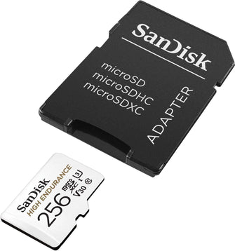 Buy Sandisk,SanDisk 256GB High Endurance microSDXC card for IP cams & dash cams + SD adapter up to 20,000 Hours Full HD / 4K videos up to 100 MB/s UHS-I Class 10 U3 V30 - Gadcet UK | UK | London | Scotland | Wales| Near Me | Cheap | Pay In 3 | Flash Memory Cards
