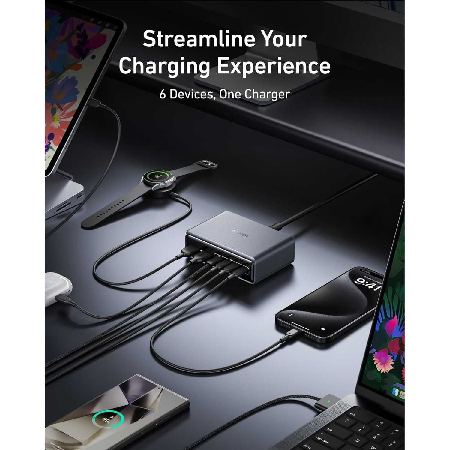Buy Anker,Anker Prime 200W 6-Port GaN Charging Station – 4 USB-C & 2 USB-A Fast Desktop Charger - Gadcet UK | UK | London | Scotland | Wales| Near Me | Cheap | Pay In 3 | Power Adapters