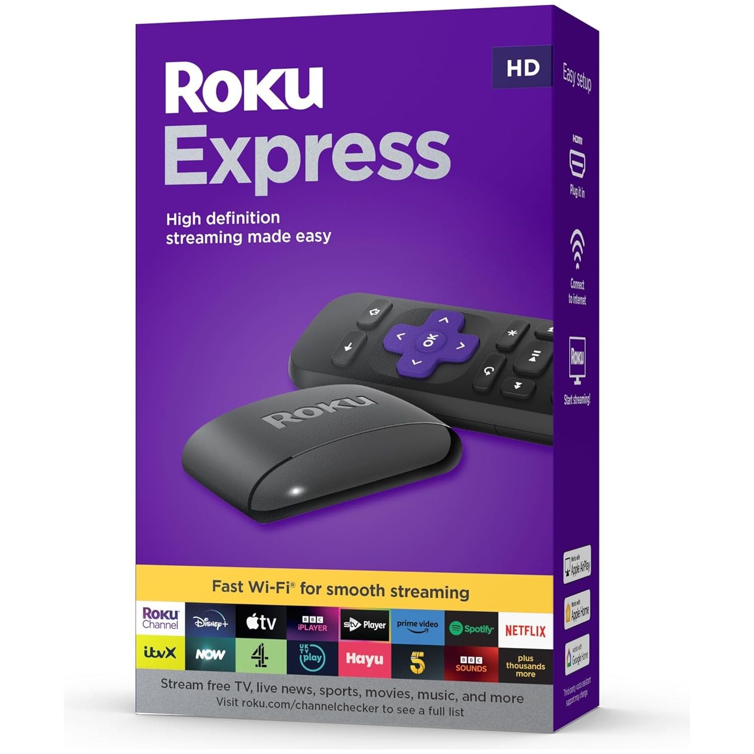 Buy Roku,Roku Express (2023) HD Streaming Device - High-Speed HDMI, Standard Remote, Guided Setup, Fast Wi-Fi - Gadcet UK | UK | London | Scotland | Wales| Near Me | Cheap | Pay In 3 | Streaming & Home Media Players