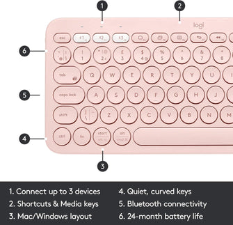 Buy Logitech,Logitech K380 Multi-Device Bluetooth Keyboard - Rose - Gadcet UK | UK | London | Scotland | Wales| Ireland | Near Me | Cheap | Pay In 3 | Keyboards