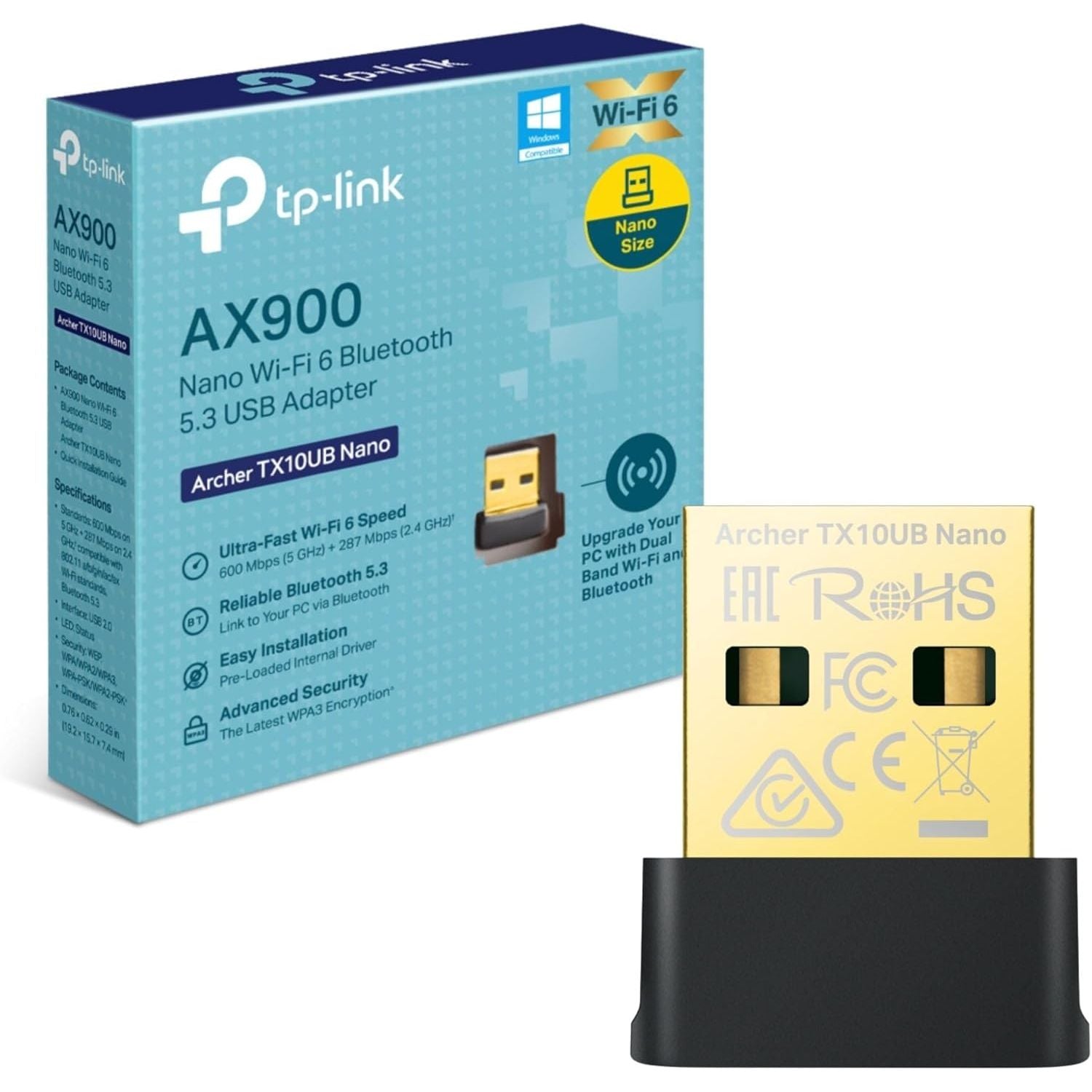 Buy TP-Link,TP‑Link Archer TX10UB Nano AX900 Nano Wi‑Fi 6 USB Adapter with Bluetooth 5.3 - Gadcet UK | UK | London | Scotland | Wales| Near Me | Cheap | Pay In 3 | USB Adapters