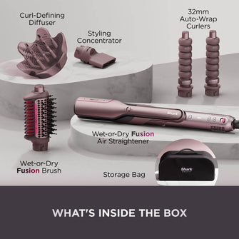 Shark FlexFusion Multi-Styler (HD652SUK) – Hair Dryer & Ceramic Straightener with 5 Attachments, No Heat Damage, Scalp Shield & Storage Case – Cosmic Blush