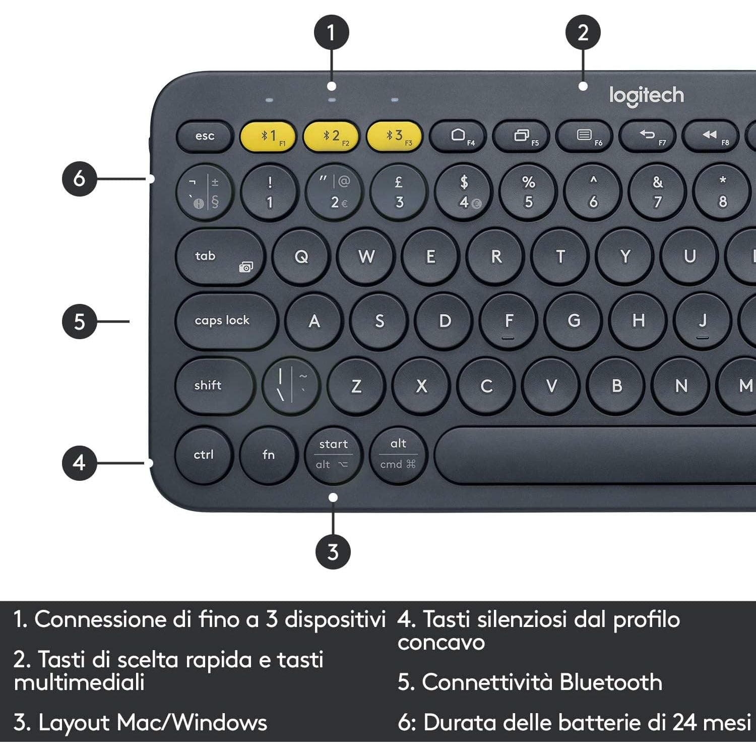 Buy Logitech,Logitech K380 Multi-Device Bluetooth Keyboard  - Dark Grey - Gadcet UK | UK | London | Scotland | Wales| Ireland | Near Me | Cheap | Pay In 3 | Keyboards