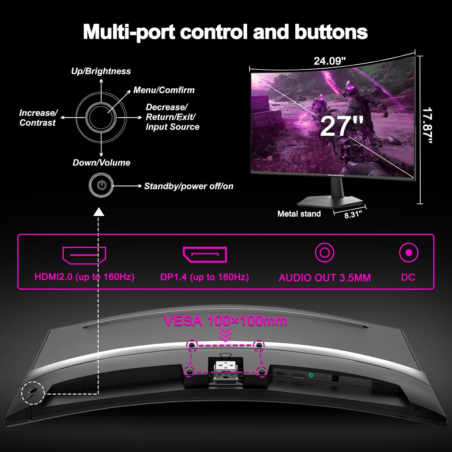 Buy MINIFIRE,MINIFIRE MFG27C1L 27-inch Curved 160Hz Full HD Gaming Monitor - Gadcet UK | UK | London | Scotland | Wales| Near Me | Cheap | Pay In 3 | Gaming Monitor