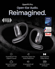SHOKZ OpenFit Pro Wireless Bluetooth Noise-Cancelling Earbuds – Black