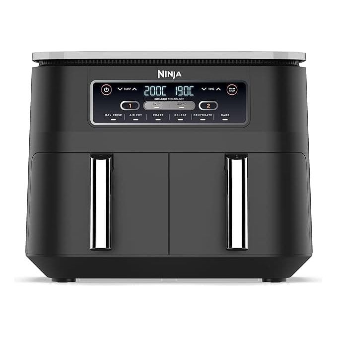 Buy SHARK,Ninja Foodi Dual Zone Digital Air Fryer, 2 Drawers, 7.6L, 6-in-1, Uses No Oil, Air Fry, Max Crisp, Roast, Bake, Reheat, Dehydrate, Cooks 4-6 Portions, Non-Stick, Dishwasher Safe Baskets, Black AF300UK - Gadcet UK | UK | London | Scotland | Wales| Near Me | Cheap | Pay In 3 | Air Fryers
