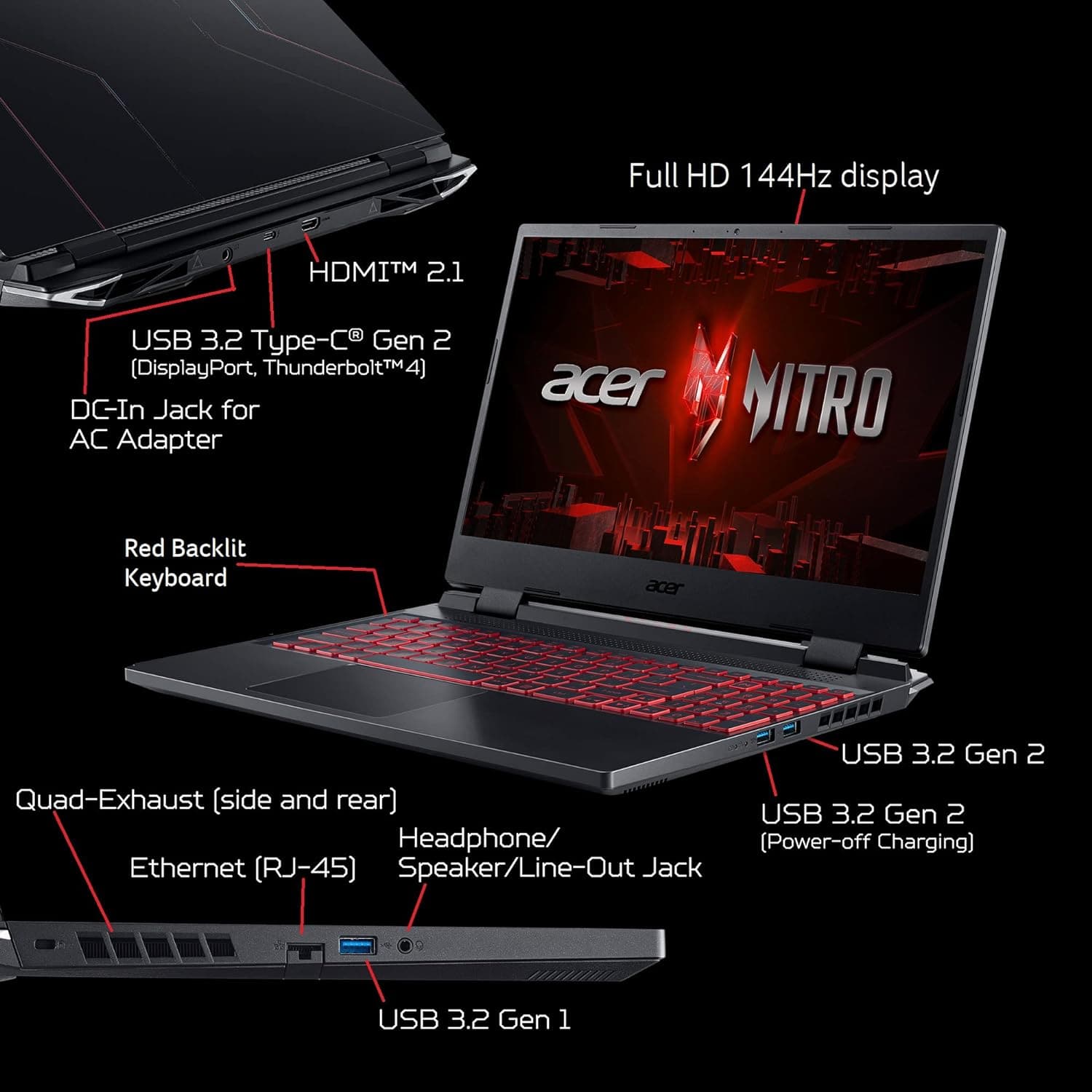Buy Acer,Acer Nitro 5 Gaming Laptop - 15.6" FHD 144Hz, Intel i5-12500H, RTX 3050 Ti, 16GB DDR4, 512GB SSD, Wi-Fi 6, Black - Gadcet UK | UK | London | Scotland | Wales| Ireland | Near Me | Cheap | Pay In 3 | Laptops