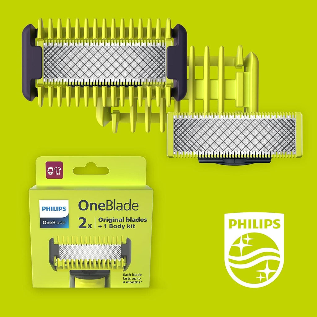 Philips OneBlade Razor Face & Body, Body Kit with 2 Blades, 1 Body Comb ...