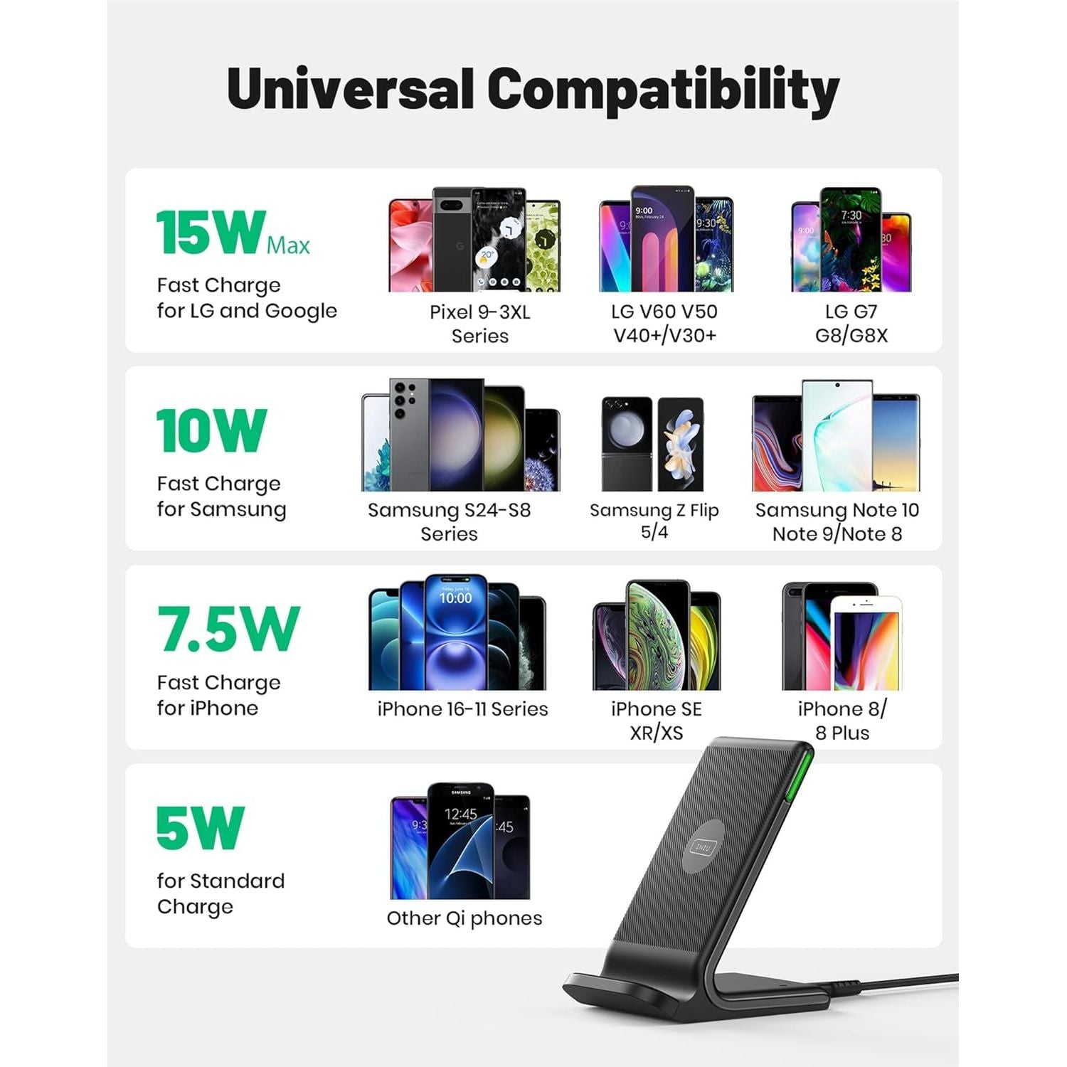 Buy INIU,INIU Wireless Charger Stand – 15W Qi Fast Charging Dock, Adaptive LED Charging Station for iPhone 8-16, Samsung S9-S22, LG V40, Pixel 6-8 - Gadcet UK | UK | London | Scotland | Wales| Near Me | Cheap | Pay In 3 | Charging Dock