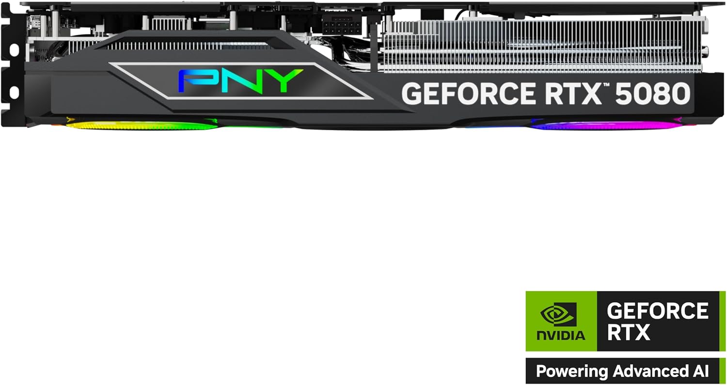 PNY GeForce RTX 5080 ARGB Overclocked Triple Fan 16GB GDDR7 Reflex 2 RTX AI DLSS4
