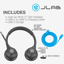 JLab Go Work 2nd Gen Wireless Headset - 55+ H Bluetooth, Mic, Multipoint, Black