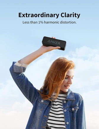 Anker Soundcore Bluetooth Speaker, Upgraded Version with 24H Playtime, IPX5 Waterproof, Stereo Sound, 66ft Bluetooth Range, Built-In Mic