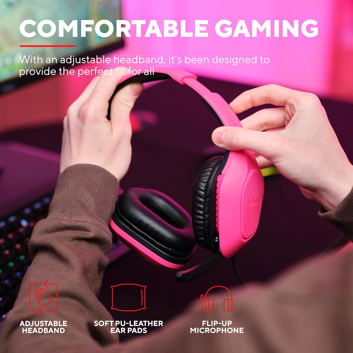 Buy Trust Gaming,Trust Gaming GXT 415P Zirox Lightweight Over-Ear Gaming Headset, 50mm Drivers, 3.5mm Jack, Foldaway Mic, 2m Cable – Compatible with PC, Xbox, PS4, PS5, Switch, Mobile – Pink - Gadcet UK | UK | London | Scotland | Wales| Near Me | Cheap | Pay In 3 | Headphones & Headsets