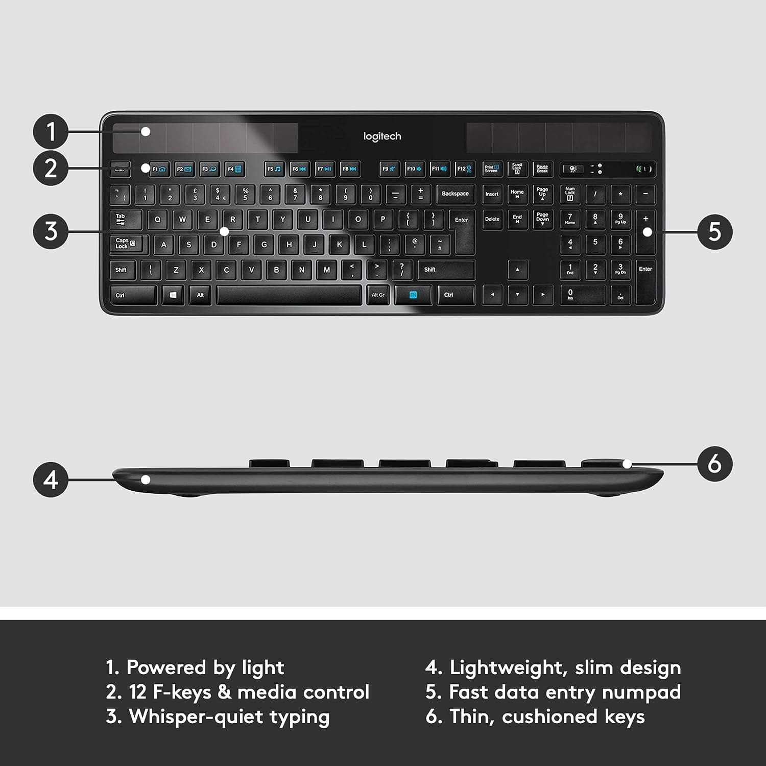Buy Logitech,Logitech K750 Wireless Solar Keyboard for Windows QWERTY UK English Layout - Black - Gadcet UK | UK | London | Scotland | Wales| Ireland | Near Me | Cheap | Pay In 3 | Keyboard & Mouse