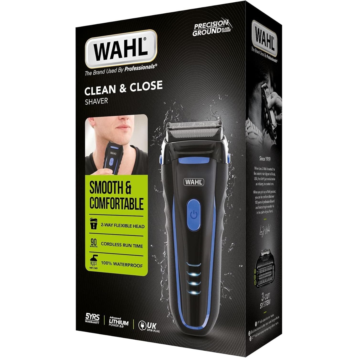 Buy WAHL,Wahl Clean and Close, Men’s Shaver, Electric Shavers for Men, Beard Shaving, Face Shaver, Flex Foil, Waterproof, Easy Clean, Rubber Grip, LED Power Display, Black and Blue - Gadcet UK | UK | London | Scotland | Wales| Near Me | Cheap | Pay In 3 | Shaving & Grooming