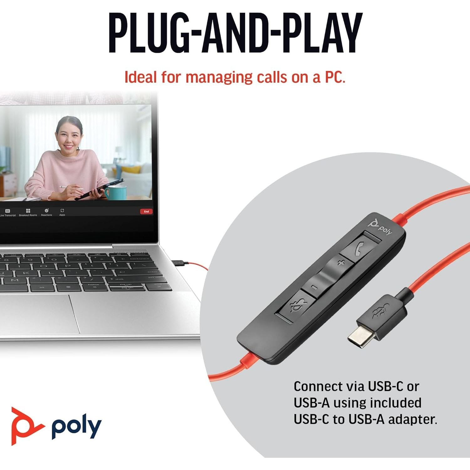 Buy Poly,Poly Blackwire 3210 Wired Headset - Noise-Cancelling, Single-Ear, USB-C/USB-A, PC/Mac, Teams/Zoom Compatible - Gadcet UK | UK | London | Scotland | Wales| Near Me | Cheap | Pay In 3 | Headphones & Headsets
