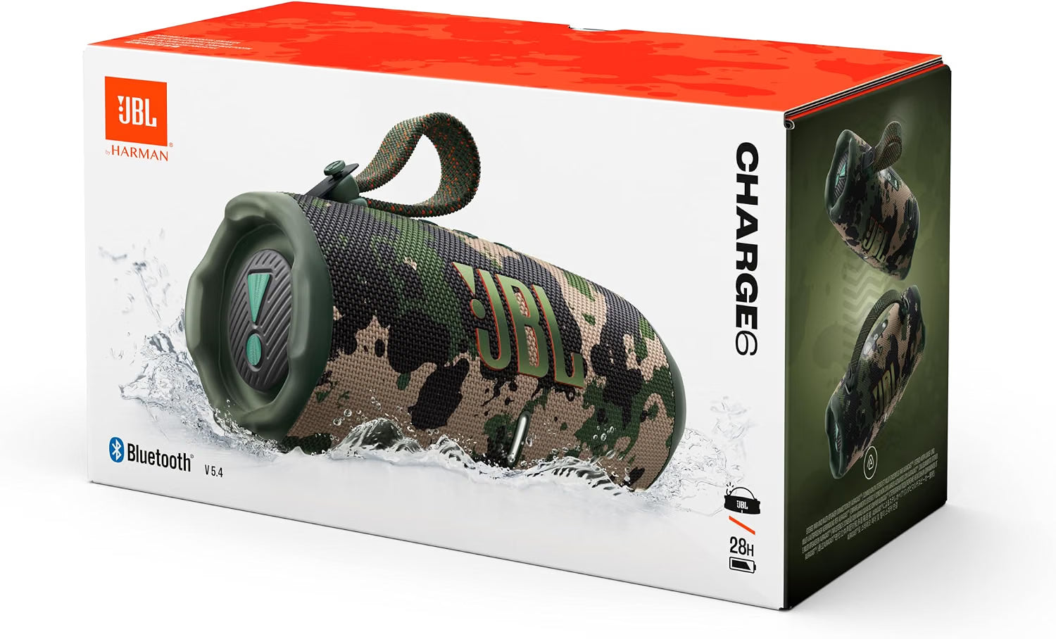 JBL Charge 6, Wireless Portable Bluetooth Speaker, Camouflage