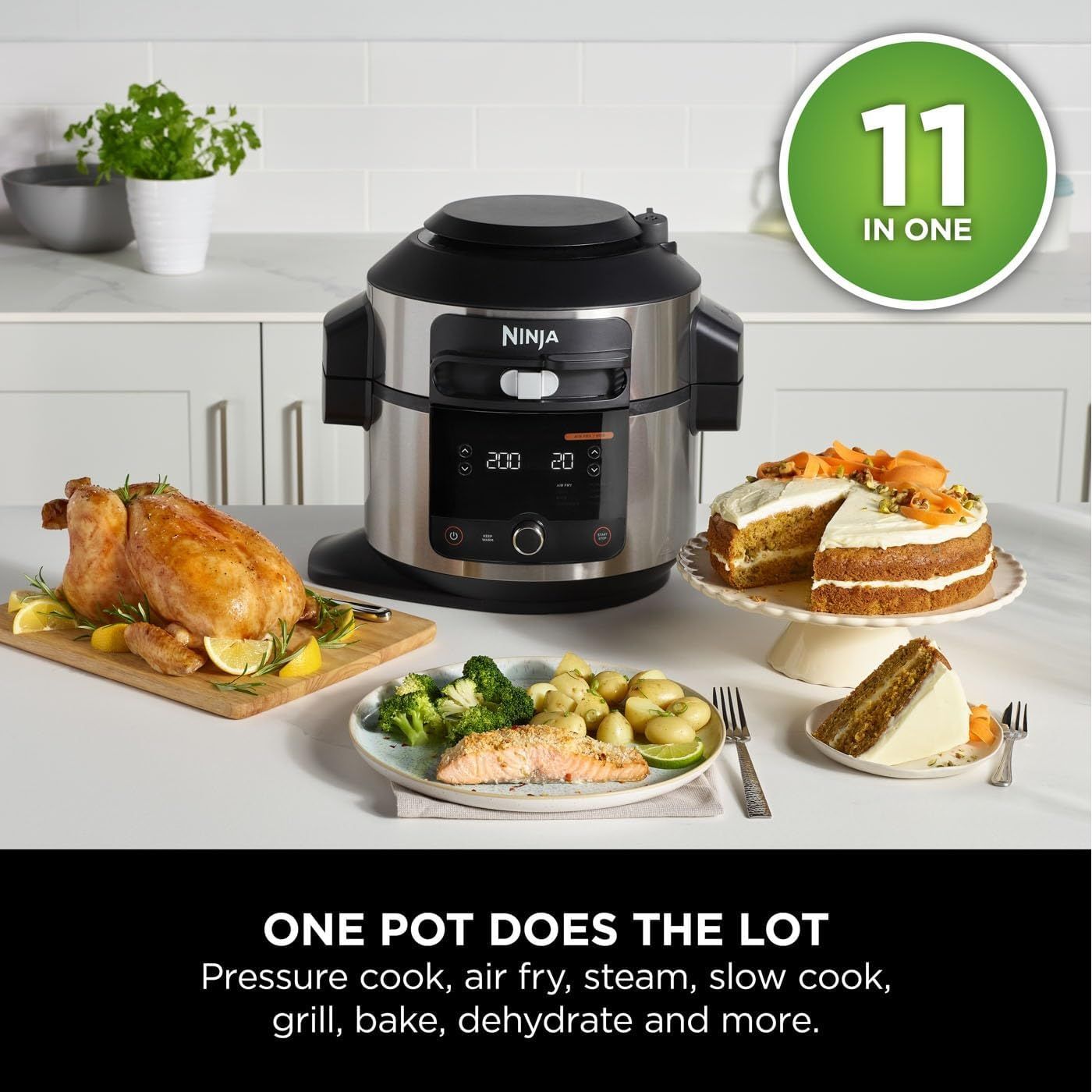 Buy Ninja,Ninja Foodi 11-in-1 SmartLid Multi-Cooker, 6L, Electric Pressure Cooker & Air Fryer, Reversible Rack, 4 Portions, Dishwasher Safe, Stainless Steel/Black (OL550UK) - Gadcet UK | UK | London | Scotland | Wales| Near Me | Cheap | Pay In 3 | Pressure Cookers