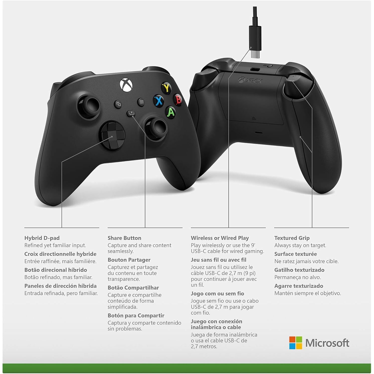 Xbox Wireless Controller + USB-C Cable Series X|S, One, and Windows Devices