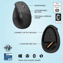 Buy Logitech,Logitech Lift Vertical Ergonomic Mouse, Wireless, Bluetooth or Logi Bolt USB receiver, Quiet clicks, 4 buttons, compatible with Windows/macOS/iPadOS, Laptop, PC - Graphite - Gadcet UK | UK | London | Scotland | Wales| Near Me | Cheap | Pay In 3 | Gaming mouse