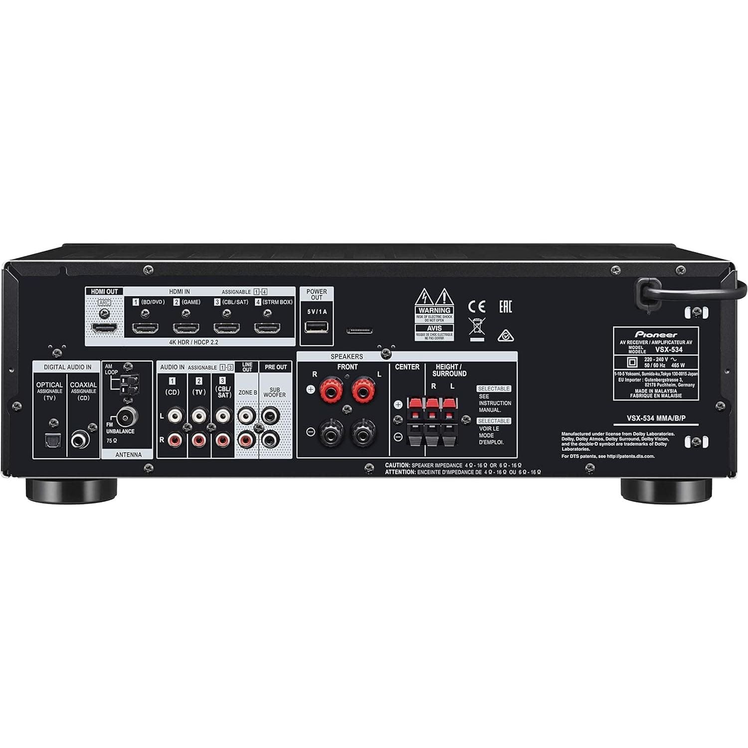 Buy Panasonic,Pioneer VSX-534 Receiver 5.1-channel (5x150 Watt, 4 HDMI Inputs (4K), Dolby Atmos, DTS: X, Dolby Atmos Height Virtualizer, MCACC automatic calibration, Advanced Sound Retriever, Bluetooth, USB) Black - Gadcet UK | UK | London | Scotland | Wales| Near Me | Cheap | Pay In 3 | Audio & Video Receivers
