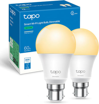 Buy Tapo,Tapo Smart Bulb B22 (2-Pack) – 8.3W Energy-Saving, Dimmable Warm White, Works with Alexa & Google Home, No Hub Required (Tapo L510B) [Energy Class F] - Gadcet UK | UK | London | Scotland | Wales| Near Me | Cheap | Pay In 3 | LED Light Bulbs