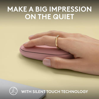 Logitech Pebble Mouse 2 M350s Slim Bluetooth Wireless Mouse, Quiet Clicks, Multi-Device, Custom Button Rose