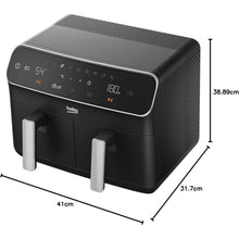 Buy Beko,Beko Dual Zone Air Fryer ExpertFry FRL5388B – 8.5L Capacity, Smart Finish, Match Cook, 9 Automatic Functions, Dehydrate, Black - Gadcet UK | UK | London | Scotland | Wales| Near Me | Cheap | Pay In 3 | Air Fryer & Grill