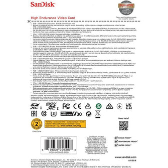 SanDisk High Endurance video monitoring 512GB microSDXC card + SD Adapter, up to 100MB/s, Class 10, U3, V30