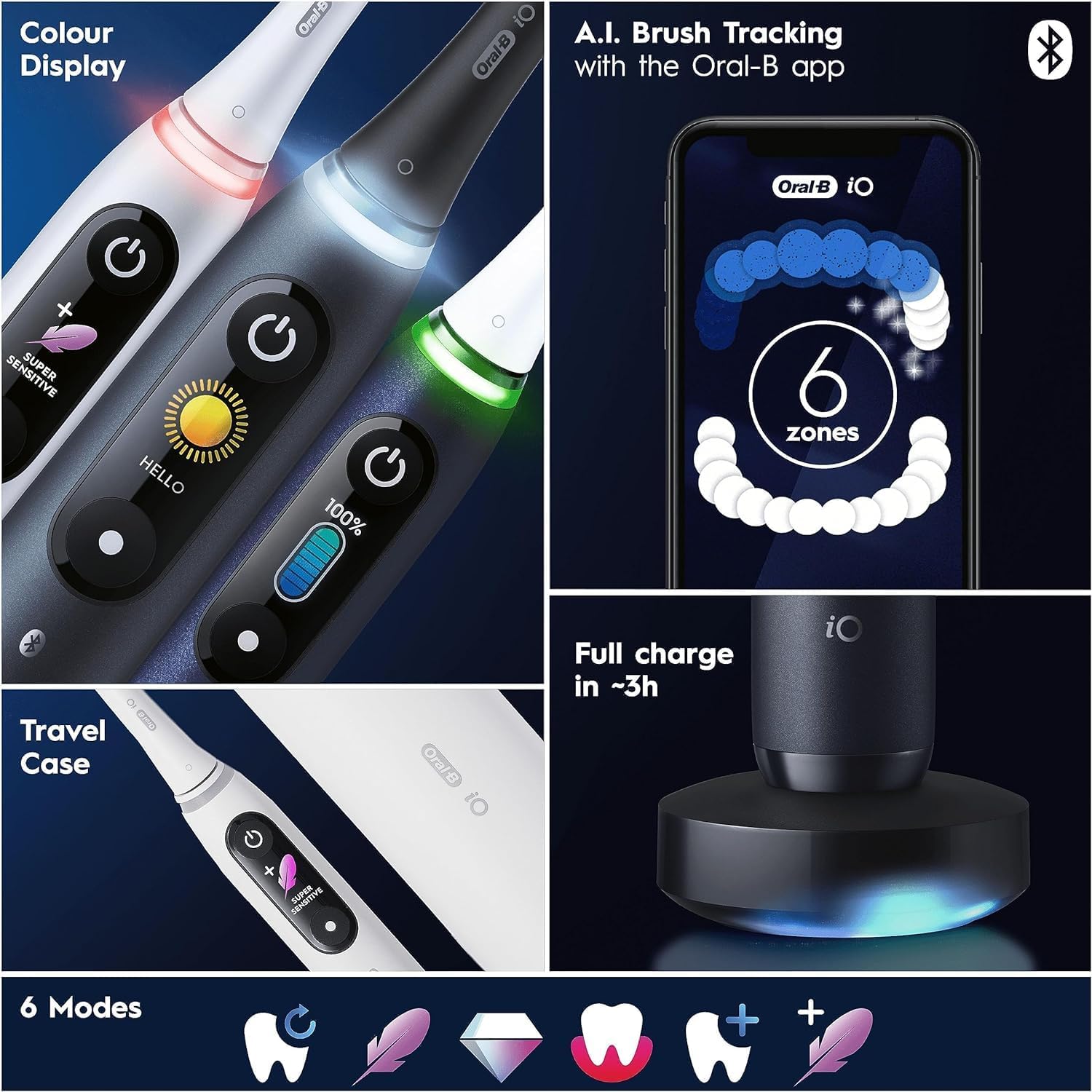 Buy Oral B,Oral-B iO8 Electric Toothbrush for Adults - App Connected, 6 Modes, Teeth Whitening, Travel Case, 1 Brush Head, 2-Pin UK Plug - Limited Edition Gift for Men/Women - Gadcet UK | UK | London | Scotland | Wales| Near Me | Cheap | Pay In 3 | Electric Toothbrushes