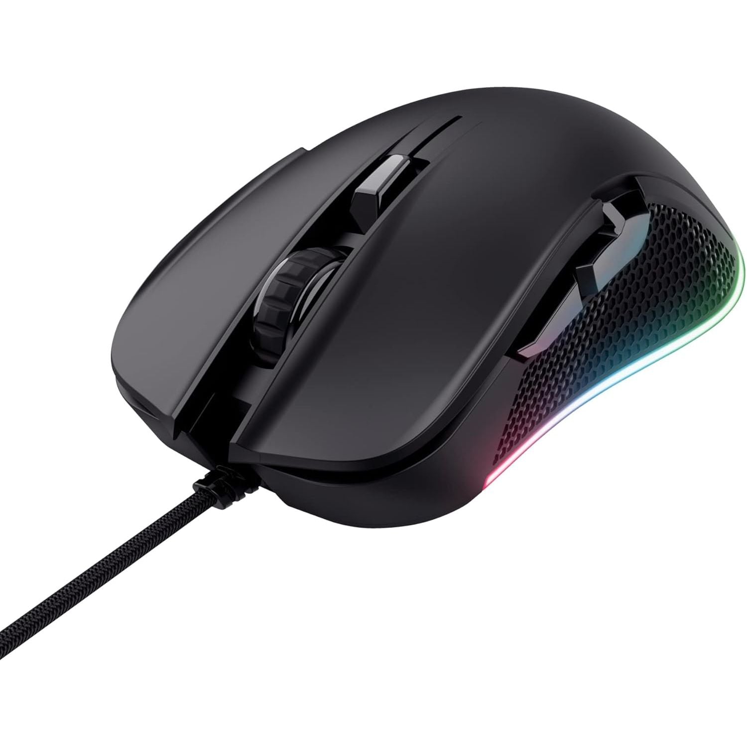 Buy Trust Gaming,Trust Gaming GXT 922 Ybar Gaming Mouse - 200-7200 DPI, 6 Programmable Buttons, 2.1m Braided USB Cable, RGB, 68% Recycled Materials, Advanced Software - Black - Gadcet UK | UK | London | Scotland | Wales| Near Me | Cheap | Pay In 3 | Keyboard & Mouse