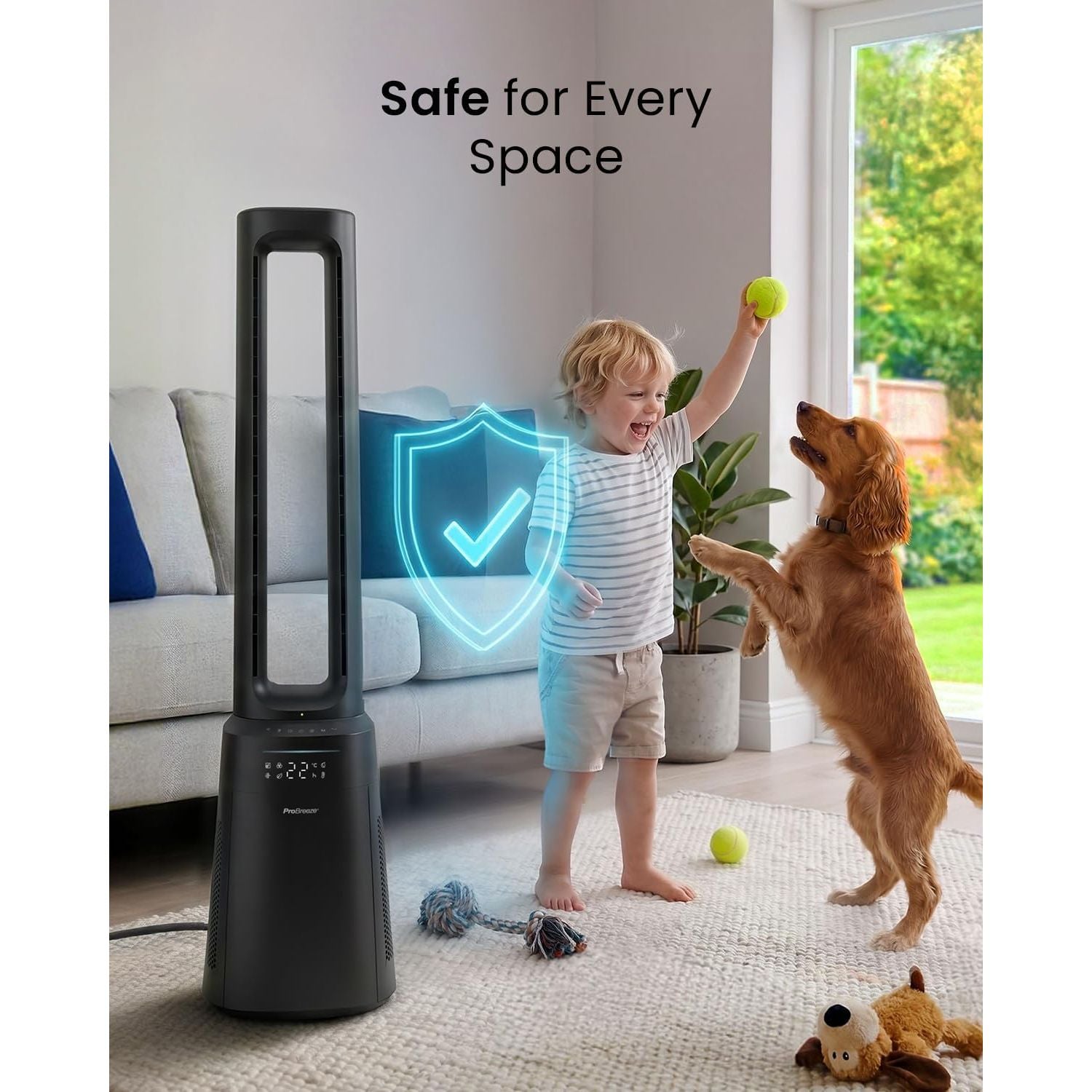 Buy Pro Breeze,Pro Breeze 41" Bladeless Tower Fan with Air Purifier Black EU – Ultra Quiet Portable Standing Fan with HEPA13 Filter, Remote Control, LED Display & 10 Speeds - Gadcet UK | UK | London | Scotland | Wales| Near Me | Cheap | Pay In 3 | Tower Fans