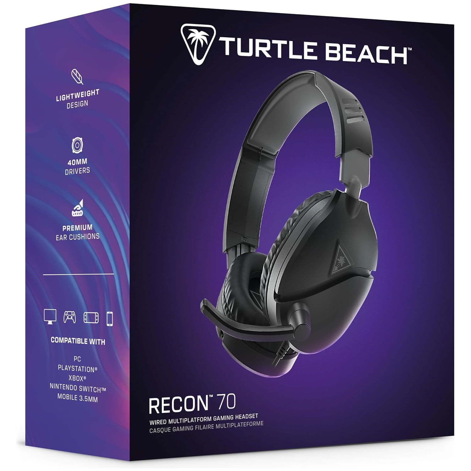 Buy Turtle Beach,Turtle Beach Recon 70 Wired Gaming Headset - Multiplatform (PC, PS5, Xbox, Switch, Mobile) with Flip-to-Mute Mic & 40mm Speakers - Gadcet UK | UK | London | Scotland | Wales| Near Me | Cheap | Pay In 3 | Headphones & Headsets