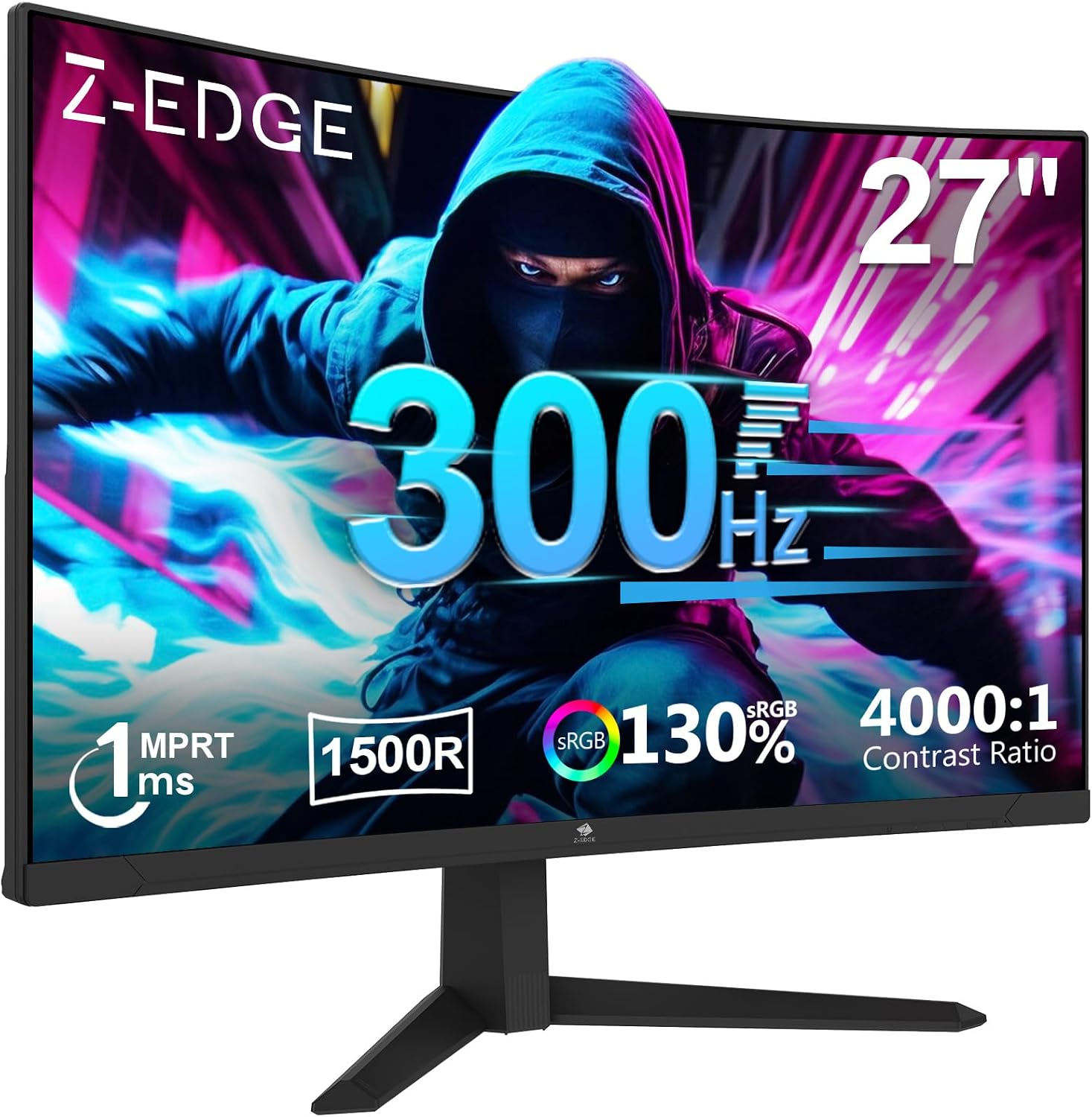 Z-Edge 27 Inch 300Hz 240Hz Curved Gaming Monitor 1ms VA 1500R HDMI DP Black