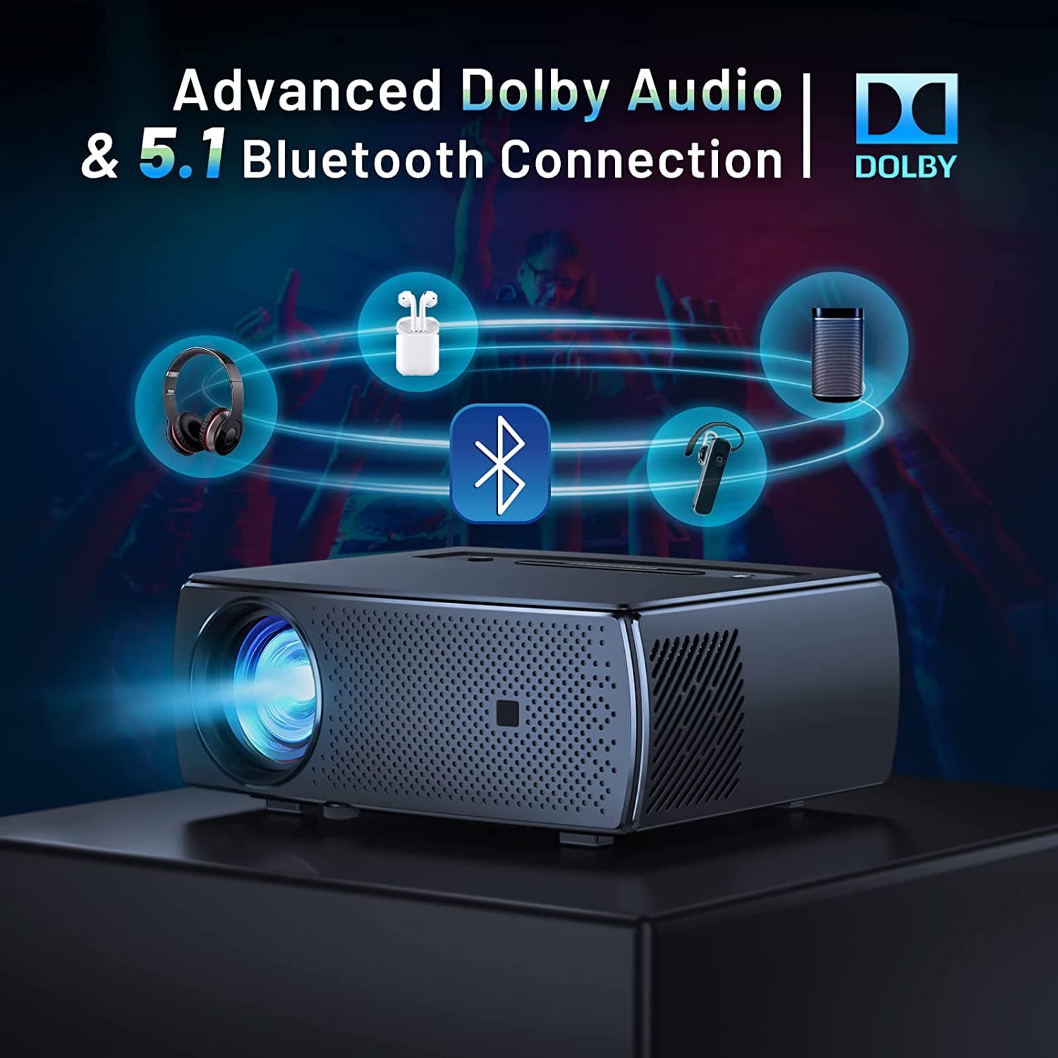 Buy ClokoWe,ClokoWe Mini Projector 1080P Full HD, 5G WiFi Bluetooth 12000L Portable Projector 4K Supported with 100“ Screen, Home & Outdoor 300" LED Movie Video Projector for TV Stick, Android, iOS - Gadcet.com | UK | London | Scotland | Wales| Ireland | Near Me | Cheap | Pay In 3 | Projectors