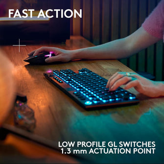 Logitech G915 TKL LIGHTSPEED Wireless Gaming Keyboard - Low-Profile, Double-Shot PBT Keycaps, RGB Backlighting, GL Brown Tactile Switches, QWERTY UK Layout - Black