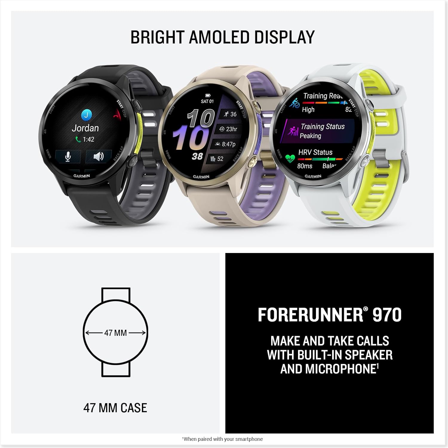 Buy Garmin,Garmin Forerunner 970 – Premium GPS Running & Triathlon Smartwatch with AMOLED Display, Built-in LED Flashlight, Titanium Case, Whitestone/Translucent Amp Yellow Band - Gadcet UK | UK | London | Scotland | Wales| Near Me | Cheap | Pay In 3 | Smart Watches